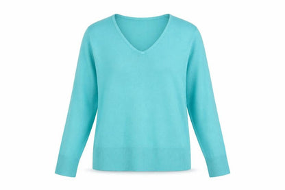 SARAH HAMILTON Womens Blue V-Neck Acrylic Pullover Jumper Size M