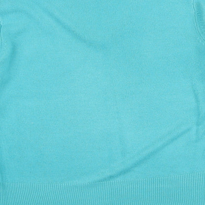SARAH HAMILTON Womens Blue V-Neck Acrylic Pullover Jumper Size M