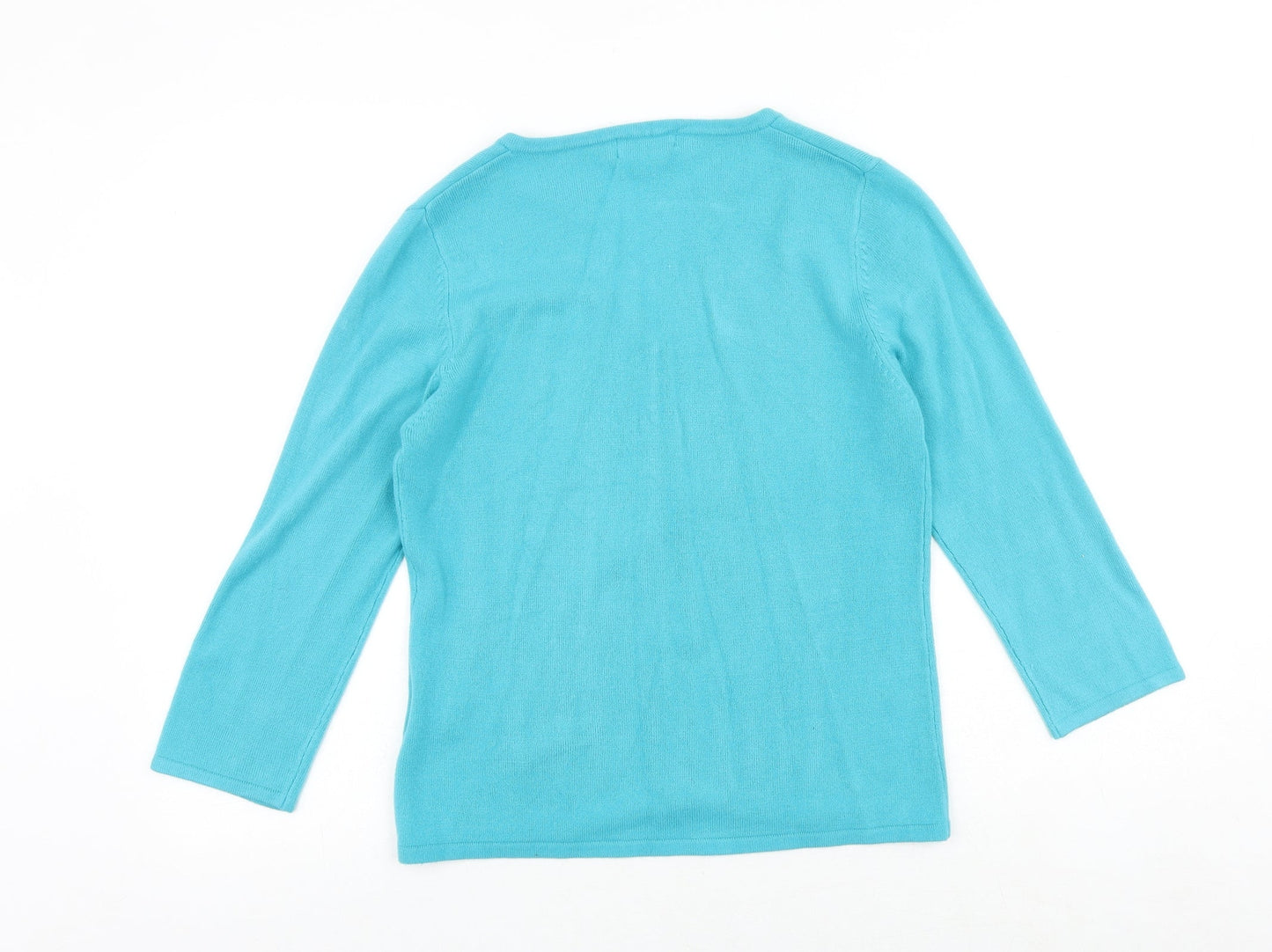 Debbie Morgan Womens Blue V-Neck Acrylic Cardigan Jumper Size S