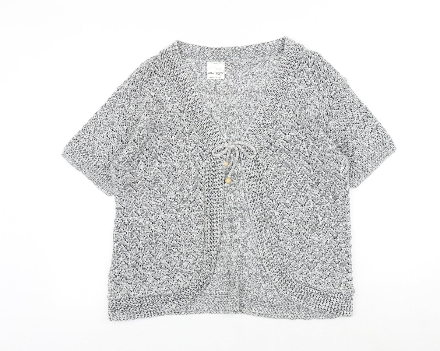 Pulse Womens Grey V-Neck Acrylic Cardigan Jumper Size L
