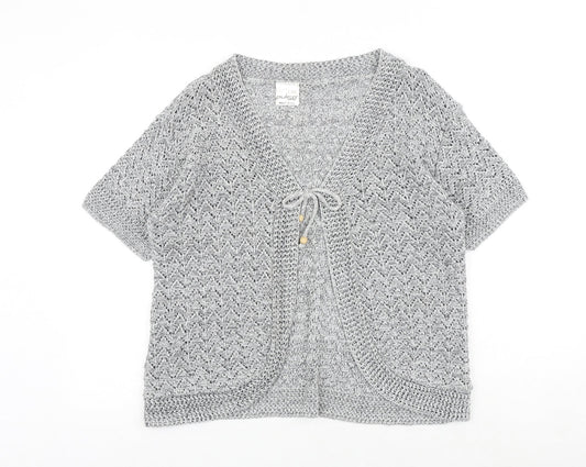 Pulse Womens Grey V-Neck Acrylic Cardigan Jumper Size L