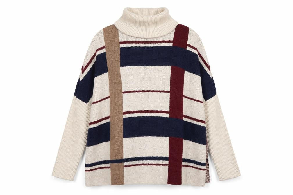 NEXT Womens Multicoloured High Neck Geometric Acrylic Pullover Jumper Size S