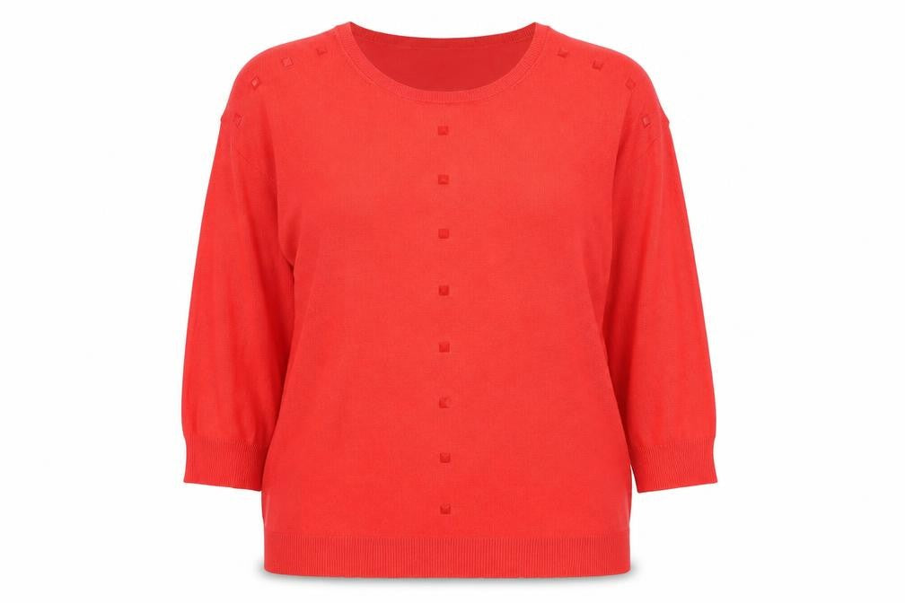 Bonmarché Womens Red Round Neck Viscose Pullover Jumper Size 12