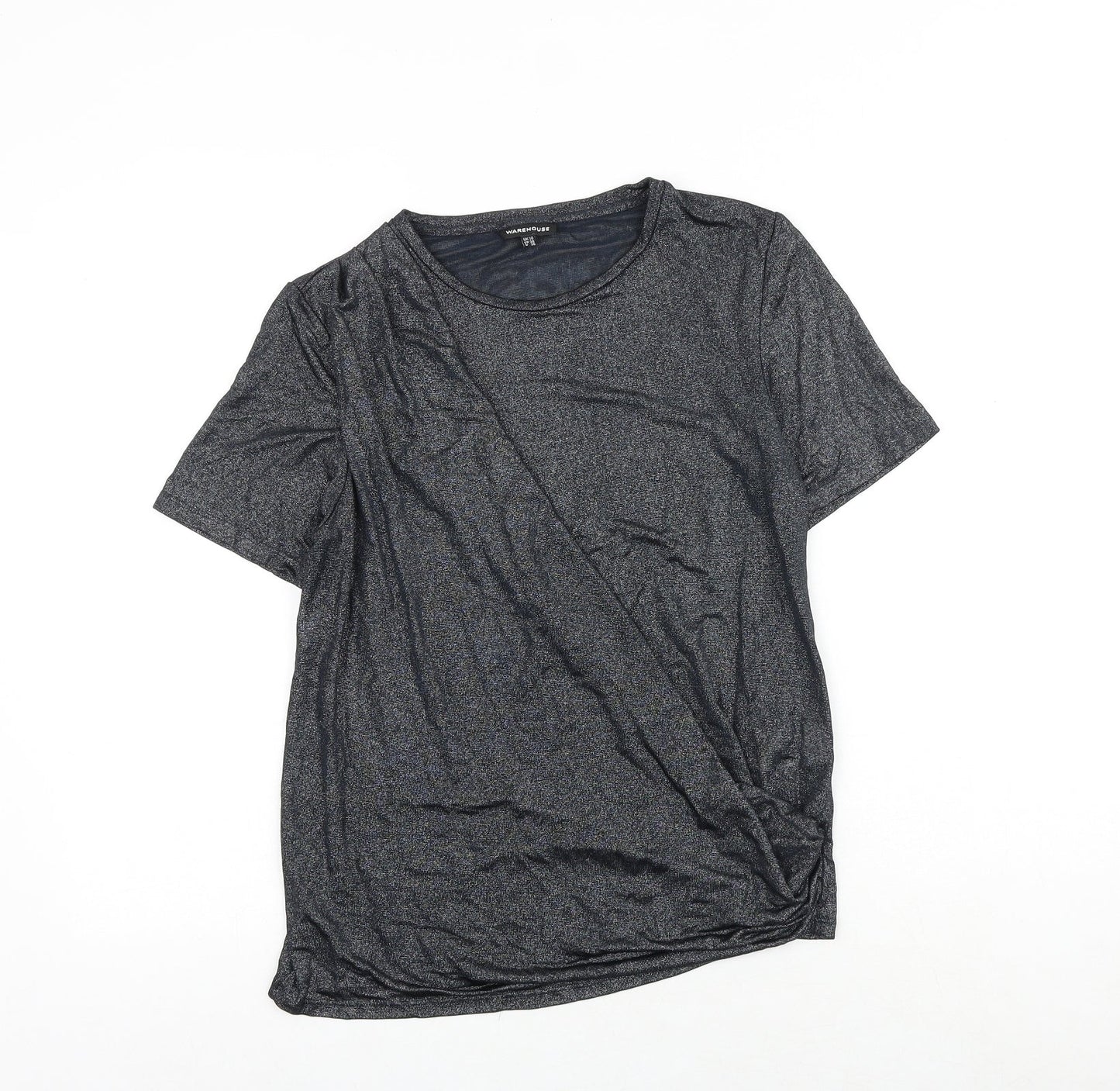 Warehouse Womens Grey Polyester Basic T-Shirt Size 10 Round Neck