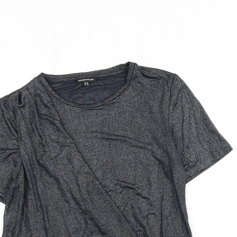 Warehouse Womens Grey Polyester Basic T-Shirt Size 10 Round Neck