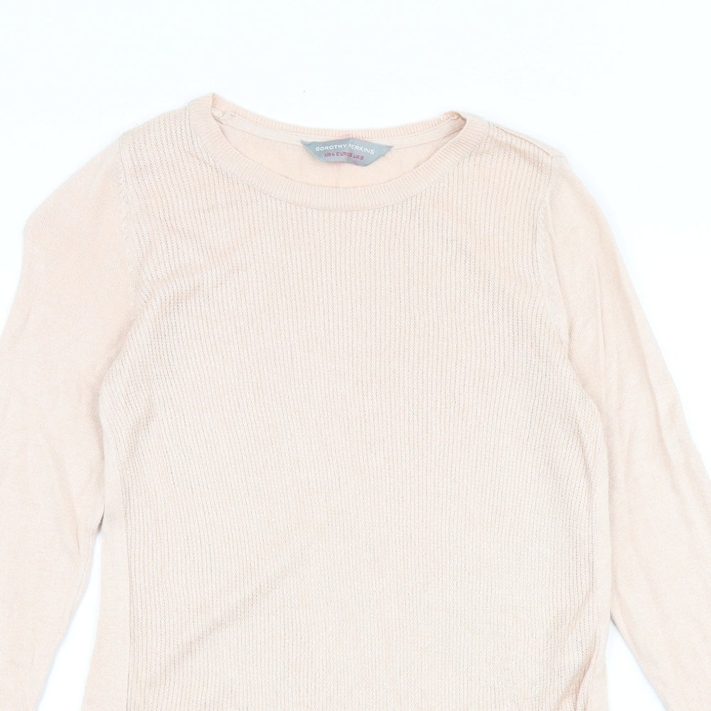 Dorothy Perkins Womens Pink Round Neck Viscose Pullover Jumper Size 8
