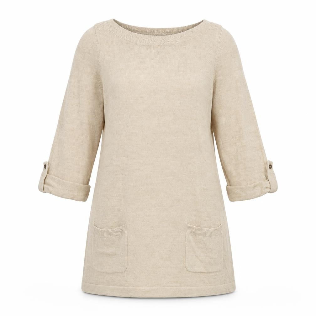 Marks & Spencer Womens Beige Round Neck Acrylic Pullover Jumper Size 12