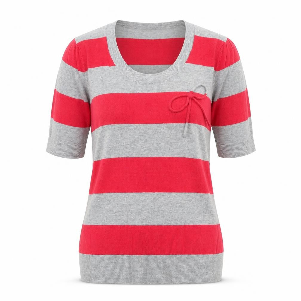 Planet Womens Grey Scoop Neck Striped Nylon Pullover Jumper Size XS Pullover