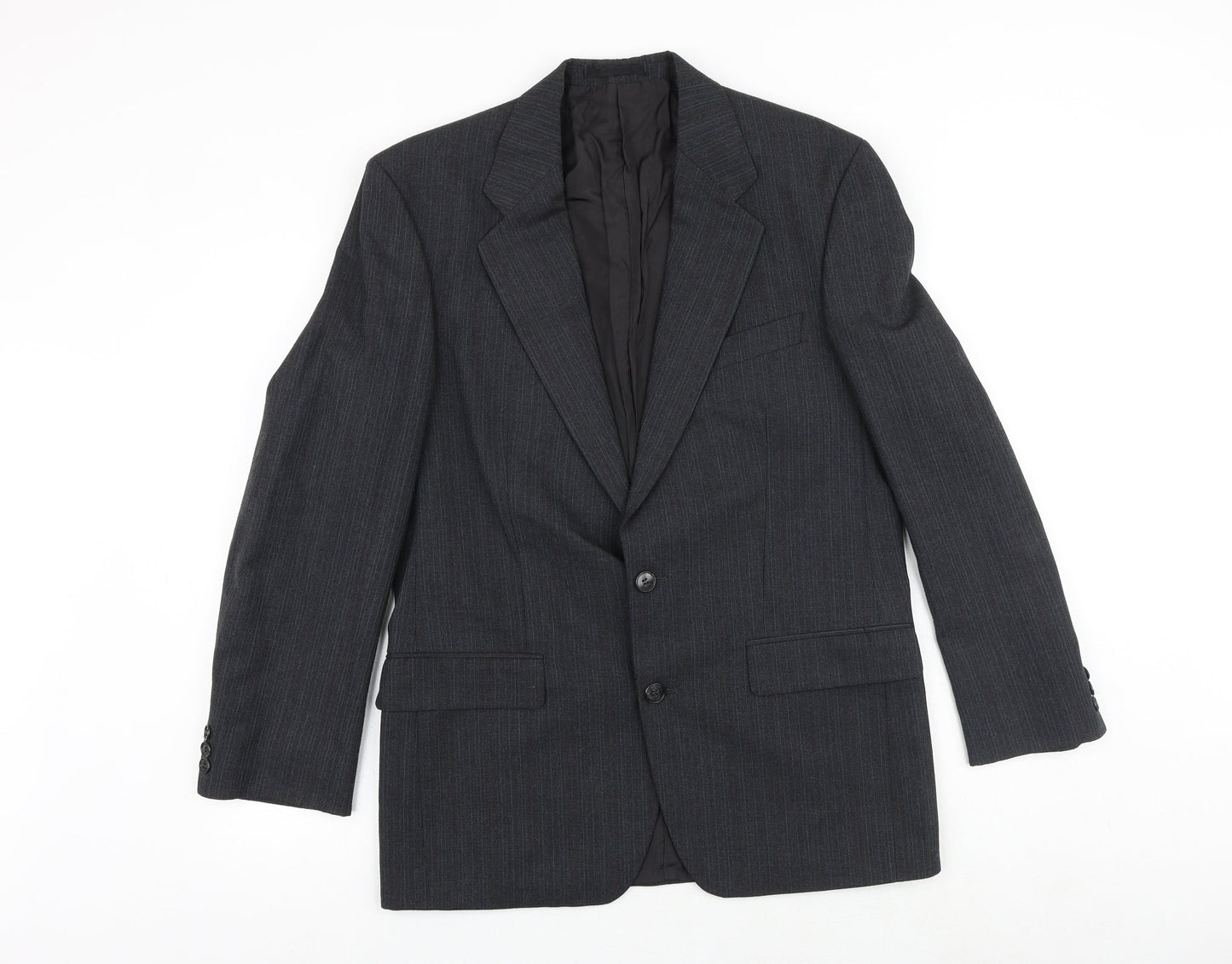 Marks and Spencer Mens Grey Striped Wool Jacket Suit Jacket Size 38 Regular