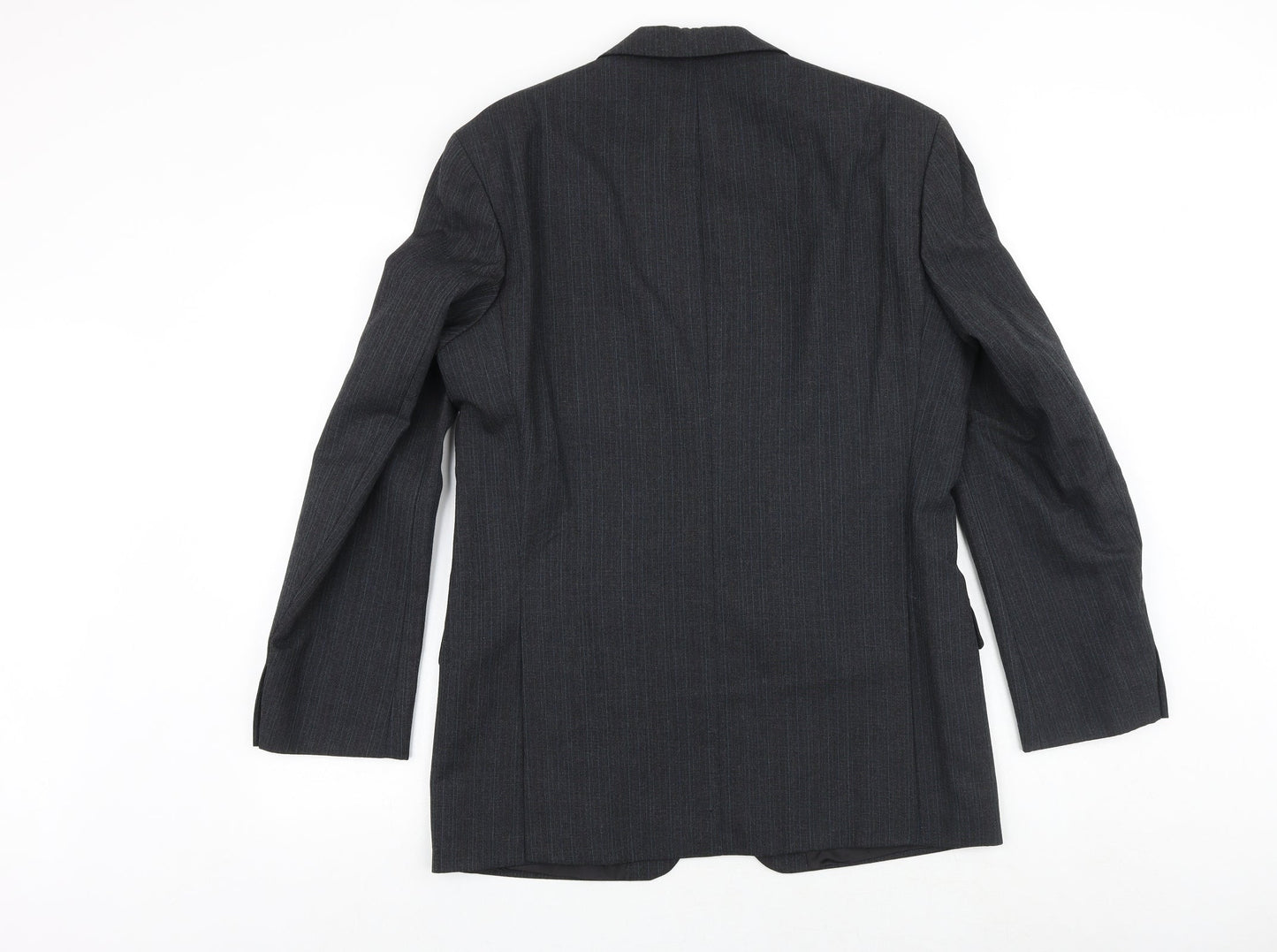 Marks and Spencer Mens Grey Striped Wool Jacket Suit Jacket Size 38 Regular
