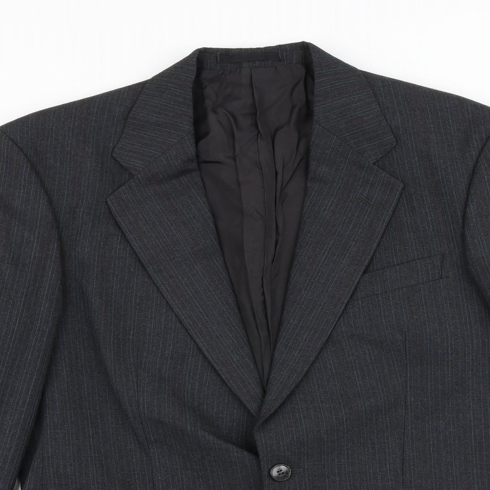 Marks and Spencer Mens Grey Striped Wool Jacket Suit Jacket Size 38 Regular