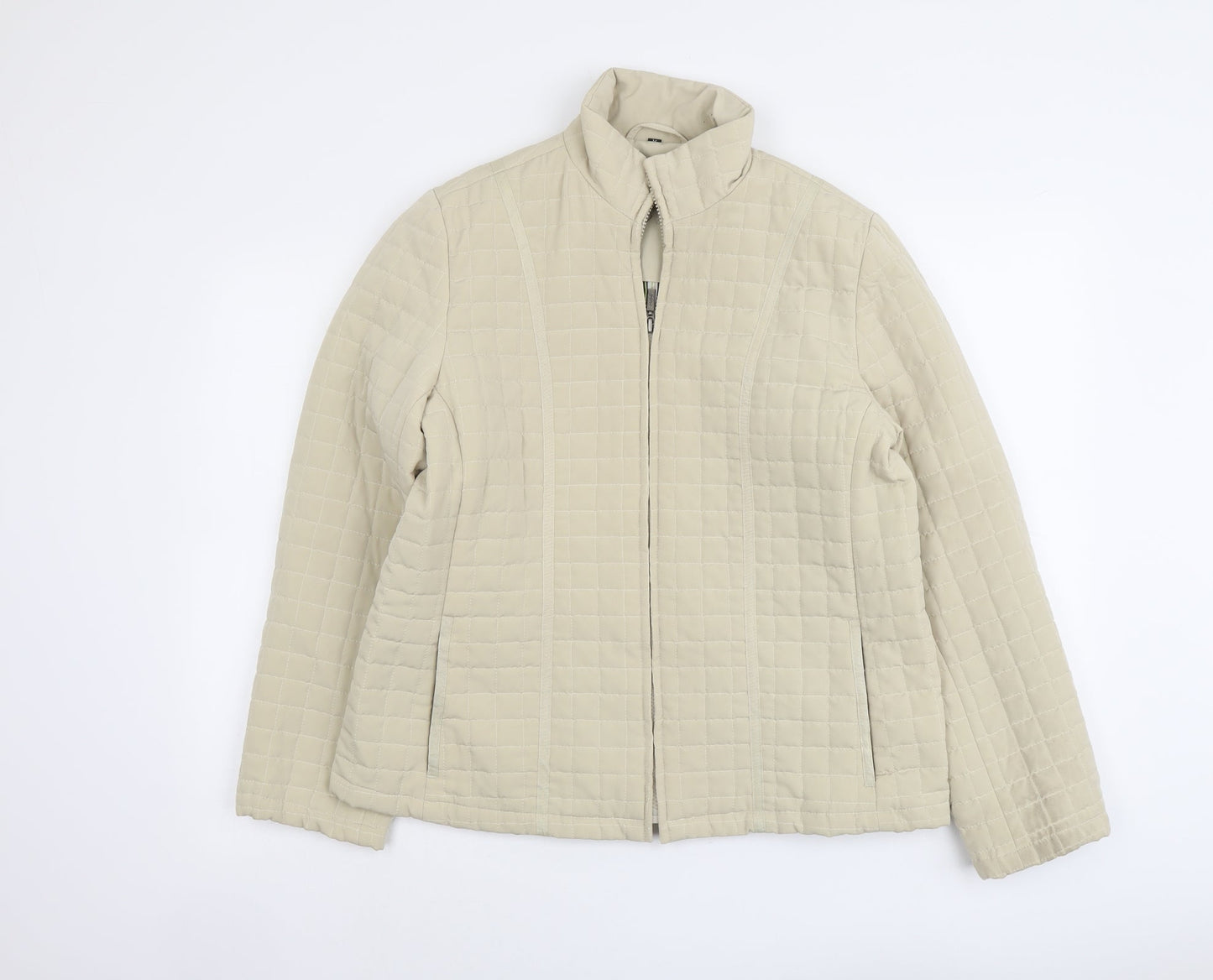 Astraka Womens Beige Quilted Jacket Size M Zip