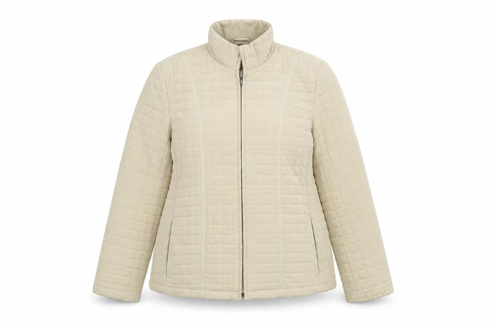 Astraka Womens Beige Quilted Jacket Size M Zip