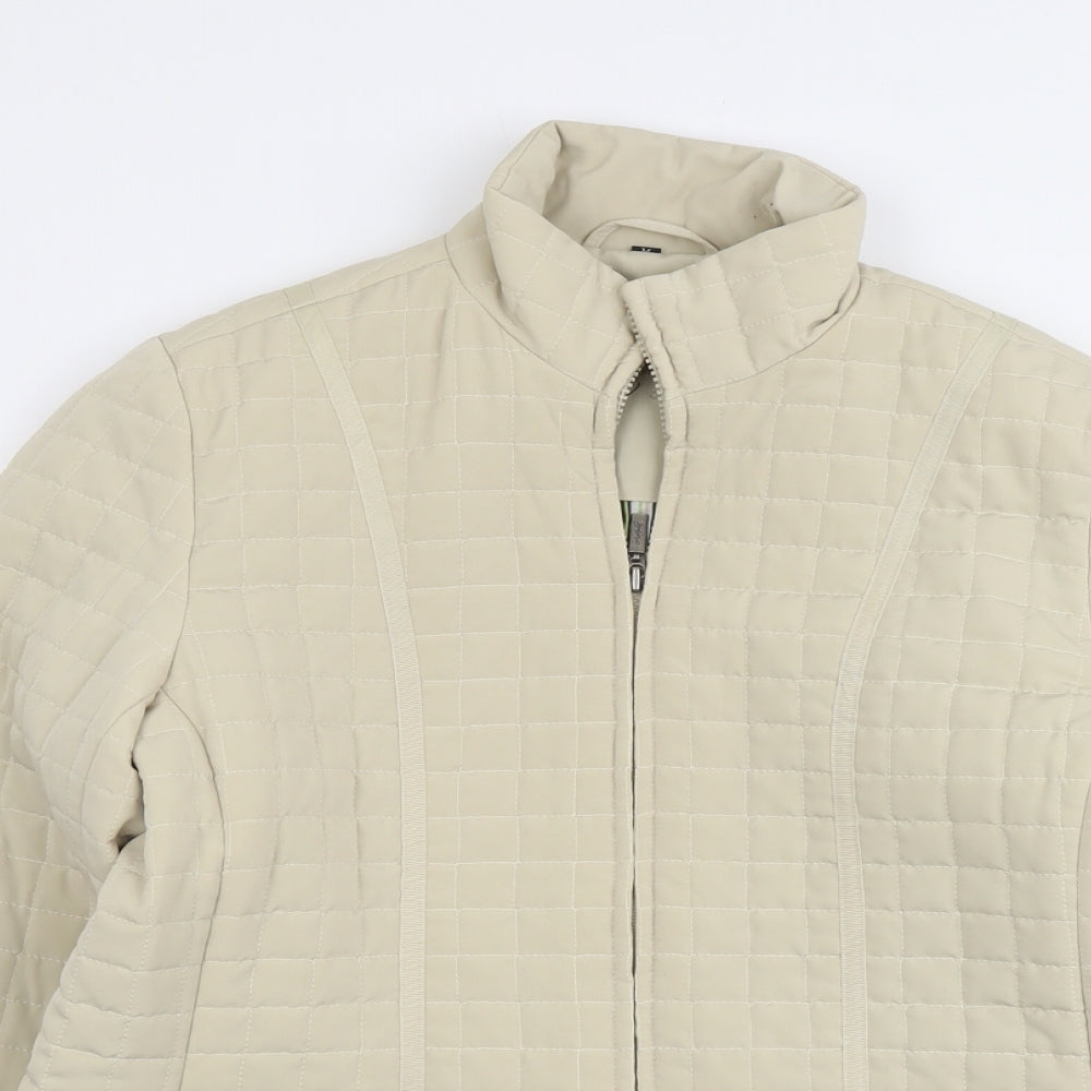 Astraka Womens Beige Quilted Jacket Size M Zip