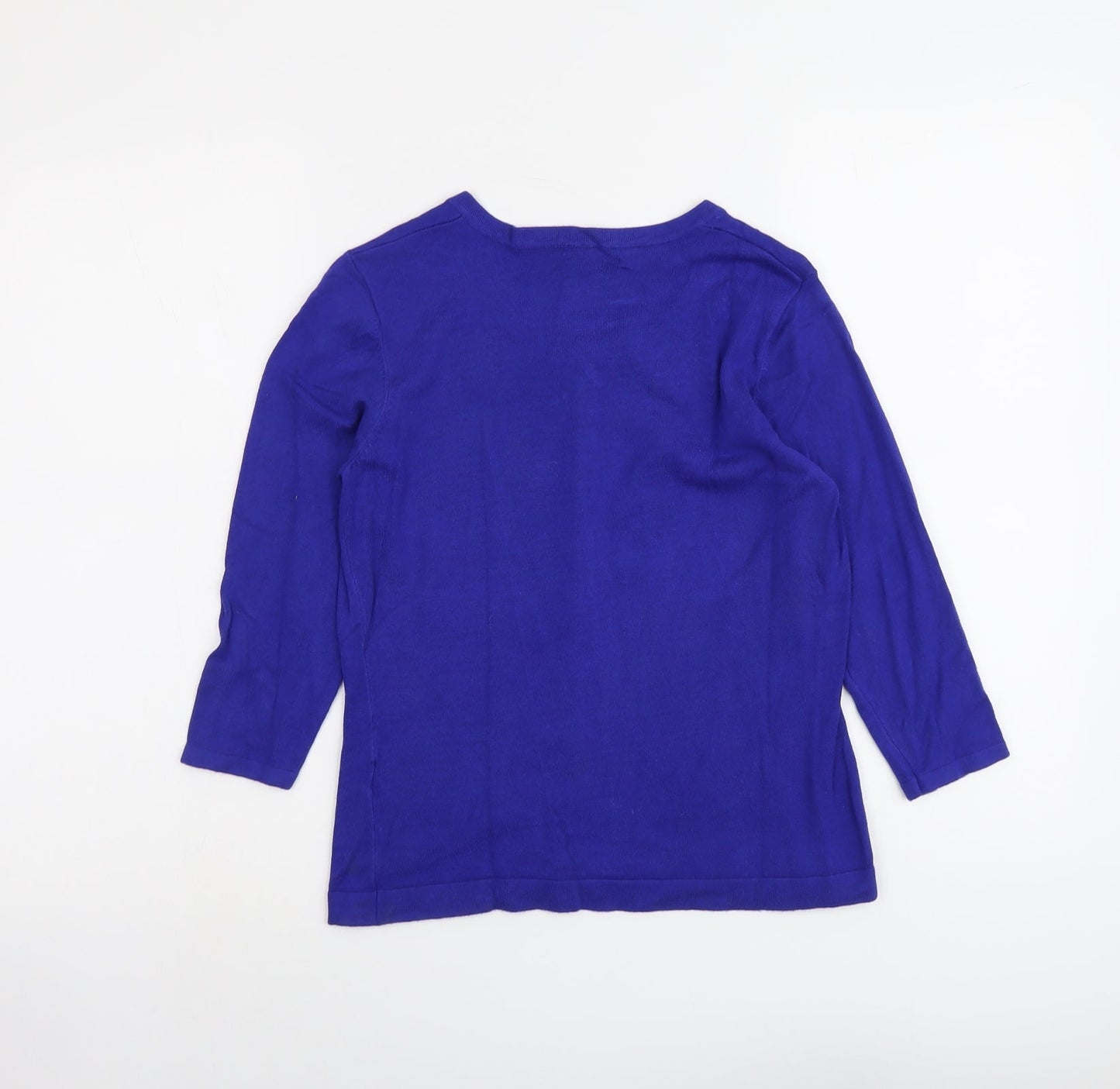 Precis Womens Blue Boat Neck Viscose Cardigan Jumper Size S - Embellished Neckline