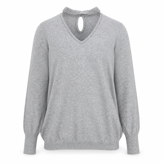 Zuppe Womens Grey V-Neck Polyamide Pullover Jumper Size S