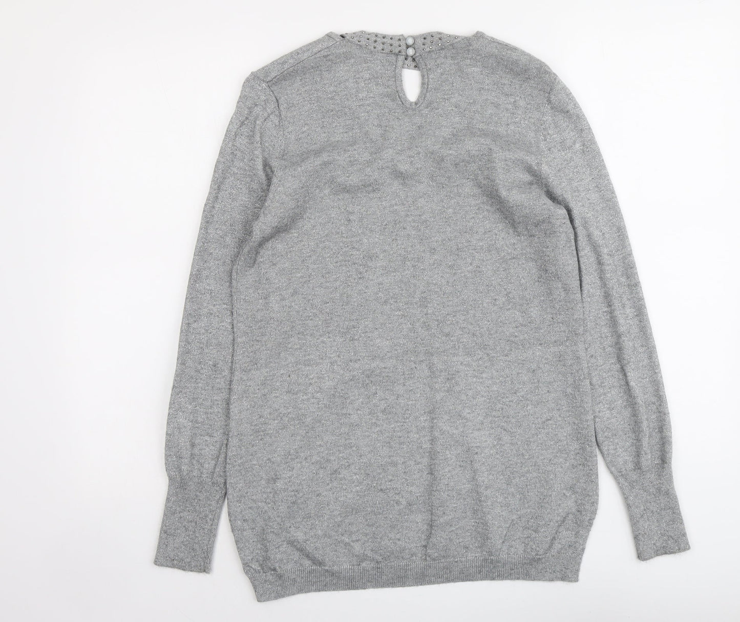 Zuppe Womens Grey V-Neck Polyamide Pullover Jumper Size S