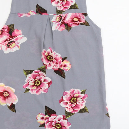 Cameo Rose Womens Grey Floral Polyester Basic Tank Size 8 V-Neck