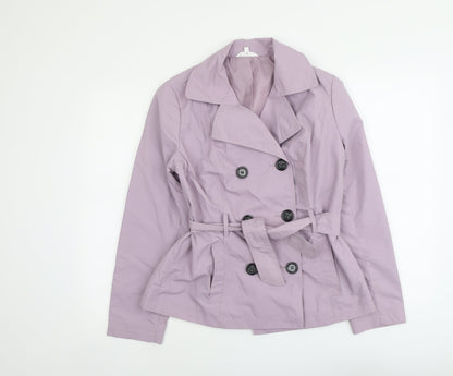 Marks & Spencer Womens Purple Pea Coat Jacket Size 12 Button