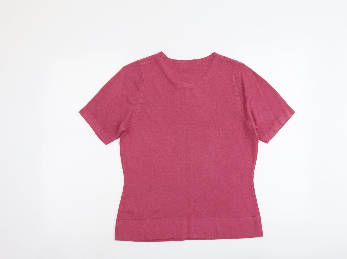Marks and Spencer Womens Pink Round Neck Acrylic Pullover Jumper Size 12