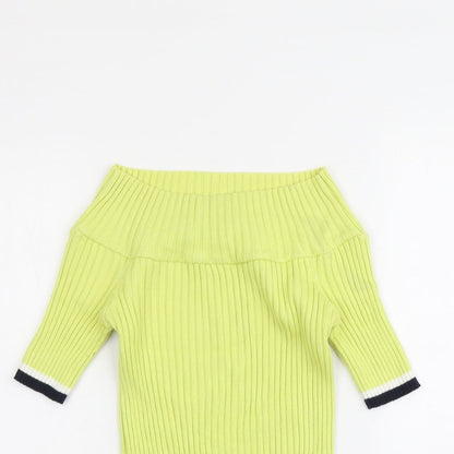 Next Womens Green Boat Neck Cotton Pullover Jumper Size 14