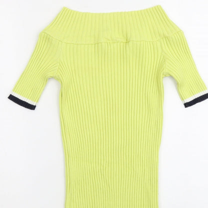 Next Womens Green Boat Neck Cotton Pullover Jumper Size 14