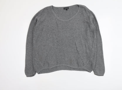 Topshop Womens Grey Scoop Neck Acrylic Pullover Jumper Size 8