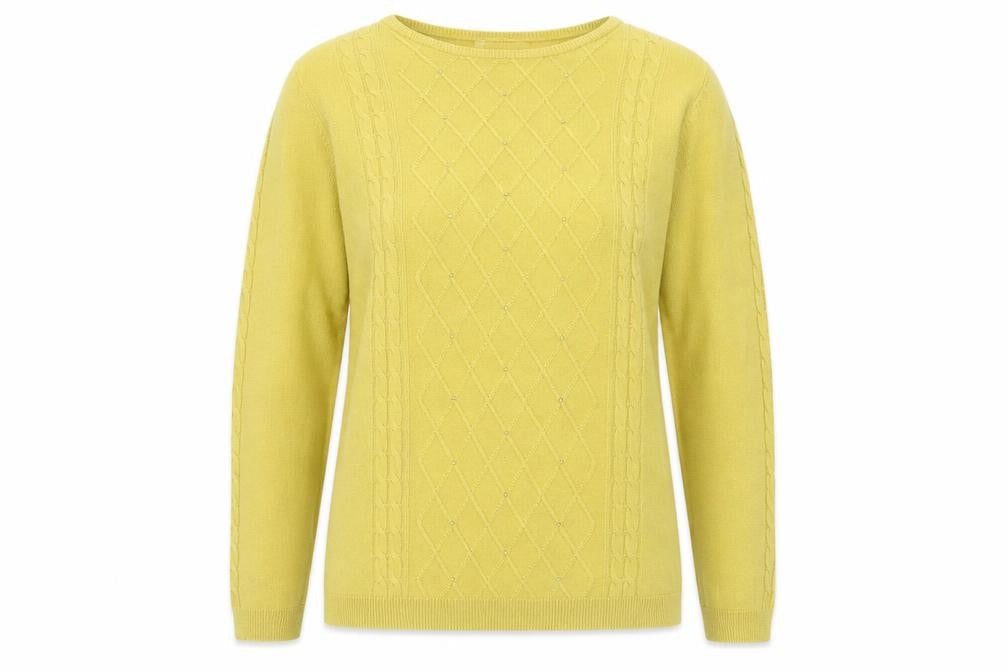 Anna Rose Womens Yellow Round Neck Acrylic Pullover Jumper Size XL