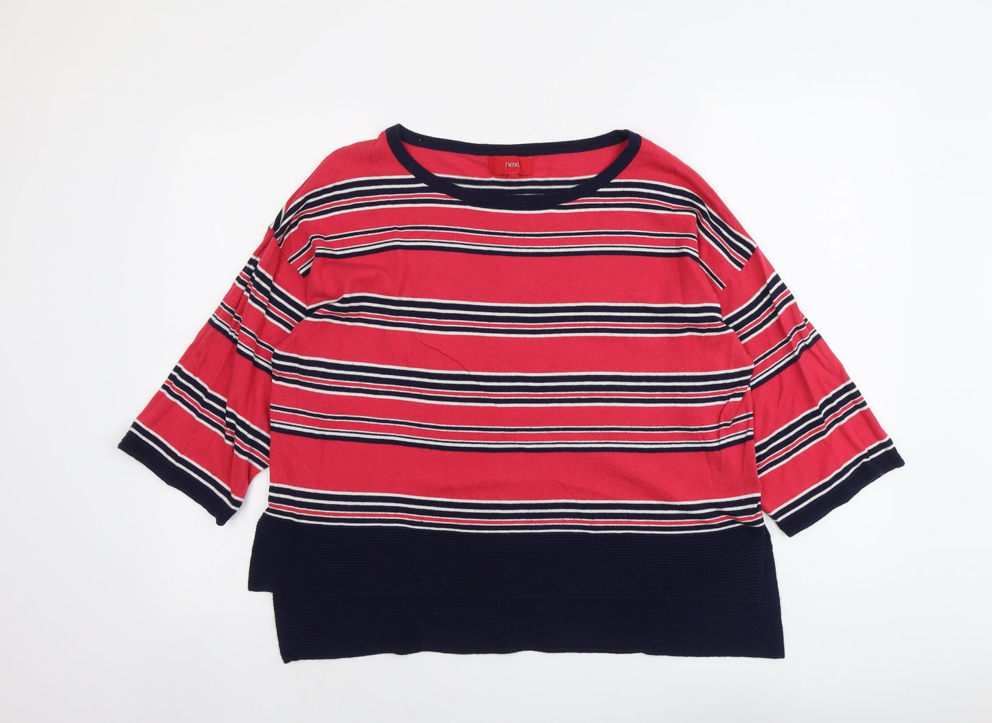 NEXT Womens Multicoloured Round Neck Striped Cotton Pullover Jumper Size 14