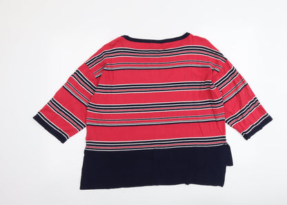 Next Womens Multicoloured Round Neck Striped Cotton Pullover Jumper Size 14