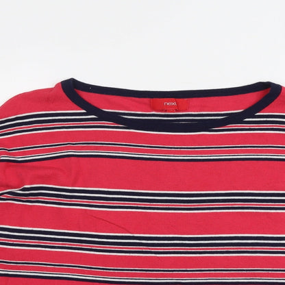 Next Womens Multicoloured Round Neck Striped Cotton Pullover Jumper Size 14