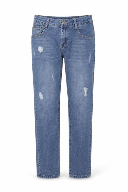 Dzire Womens Blue Cotton Straight Jeans Size L L29 in Regular Button