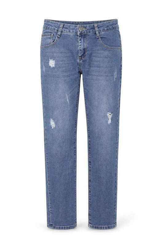 Dzire Womens Blue Cotton Straight Jeans Size L L29 in Regular Button