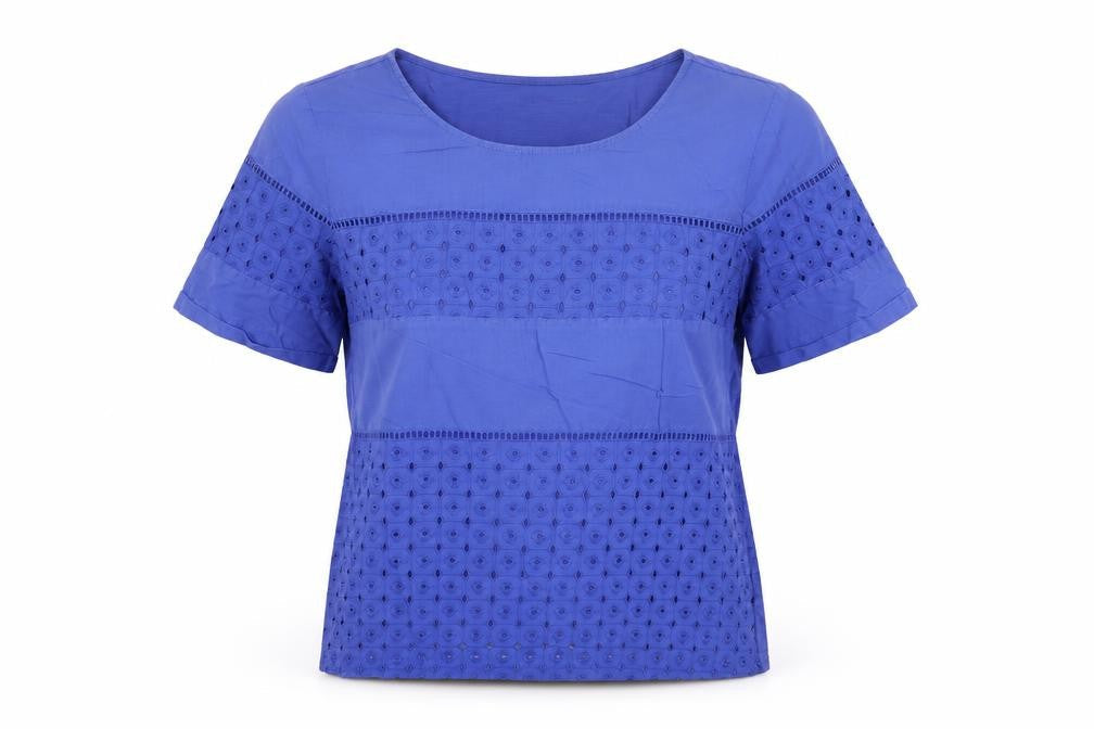 NEXT Womens Blue Geometric Cotton Basic Tank Size 10 Round Neck
