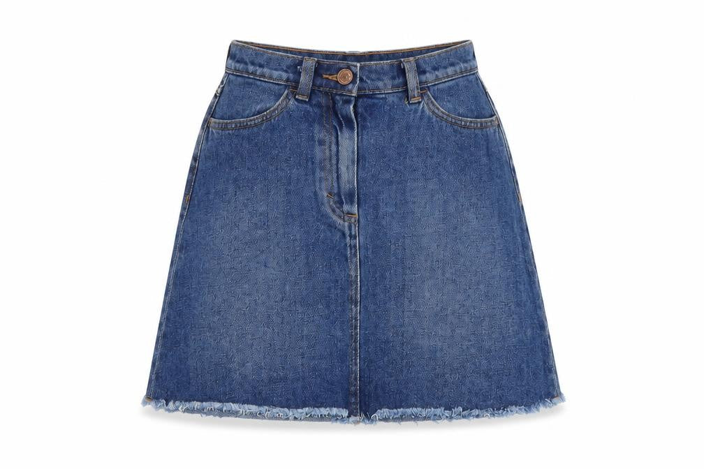 Monki Womens Blue Cotton A-Line Skirt Size 6 Button