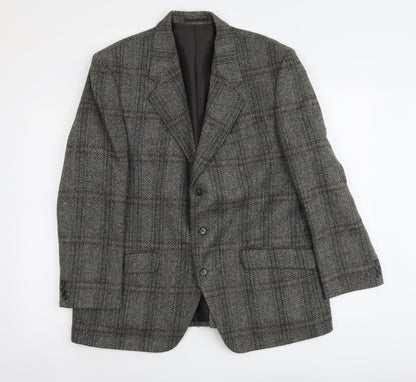 A.C Holde&Sons LTD Mens Grey Plaid Wool Jacket Blazer Size M Regular