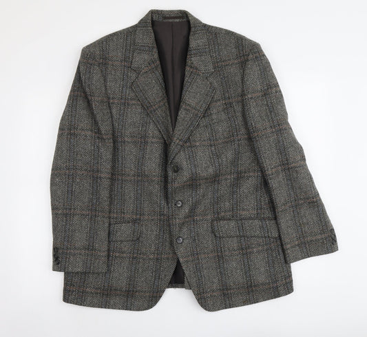 A.C Holde&Sons LTD Mens Grey Plaid Wool Jacket Blazer Size M Regular