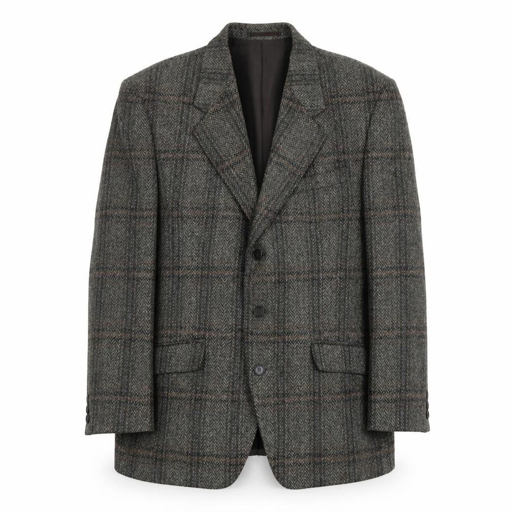 A.C Holde&Sons LTD Mens Grey Plaid Wool Jacket Blazer Size M Regular