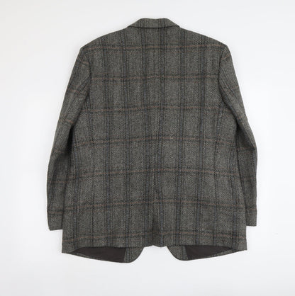 A.C Holde&Sons LTD Mens Grey Plaid Wool Jacket Blazer Size M Regular