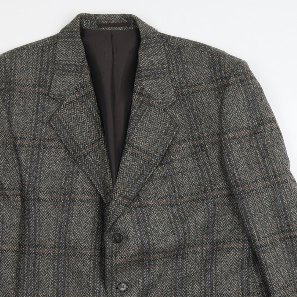 A.C Holde&Sons LTD Mens Grey Plaid Wool Jacket Blazer Size M Regular