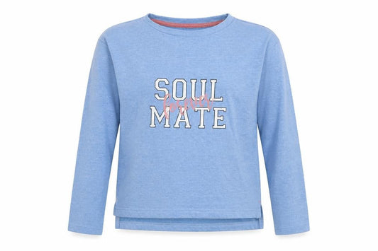 Lily&Dan Girls Blue Cotton Basic T-Shirt Size 9-10 Years Round Neck Pullover - Soul Mate Forever