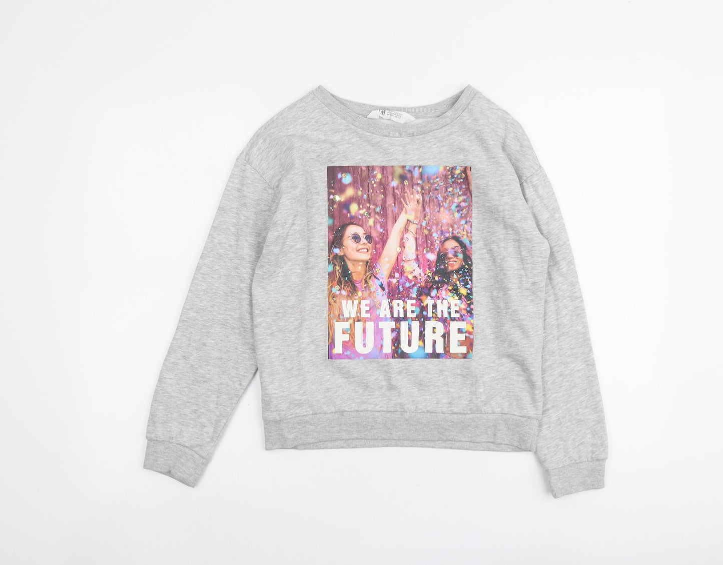H&M Girls Grey Cotton Pullover Sweatshirt Size 10-11 Years Pullover