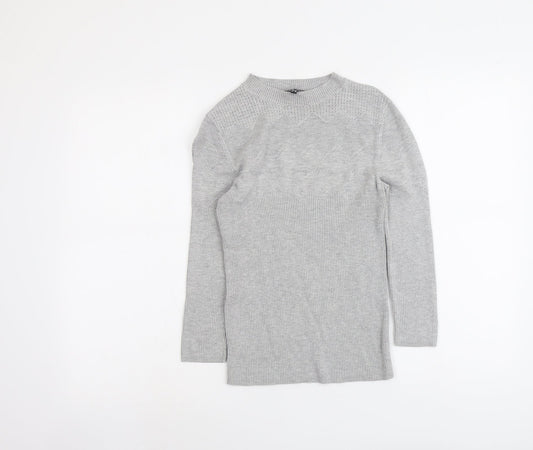 Warehouse Womens Grey Round Neck Acrylic Pullover Jumper Size 12