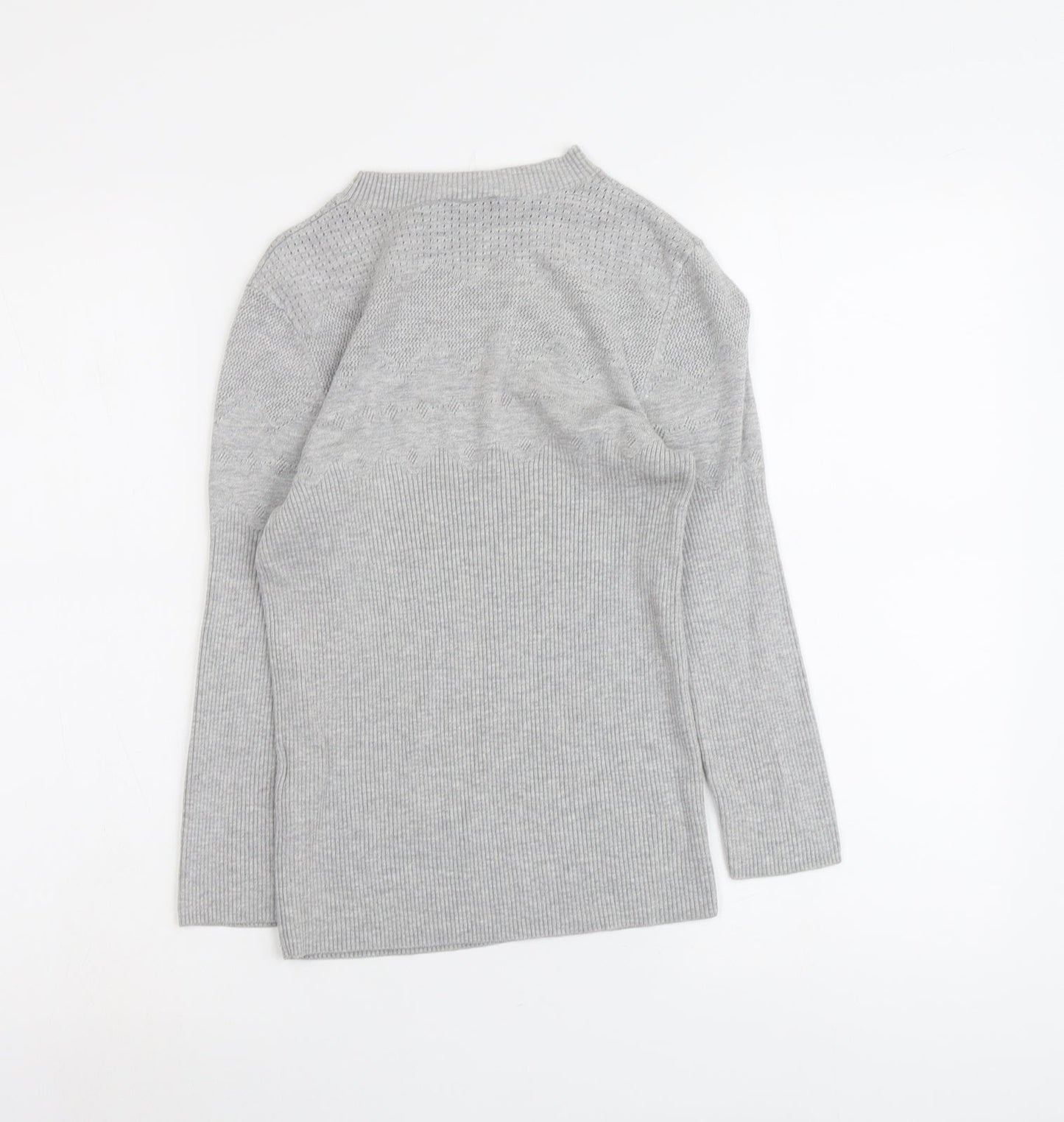 Warehouse Womens Grey Round Neck Acrylic Pullover Jumper Size 12