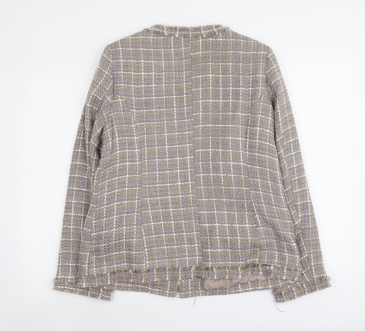 Wardrobe Womens Beige Geometric Jacket Size 14 Zip