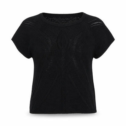 Cristina B Womens Black Round Neck Herringbone Acrylic Pullover Jumper Size 2XS