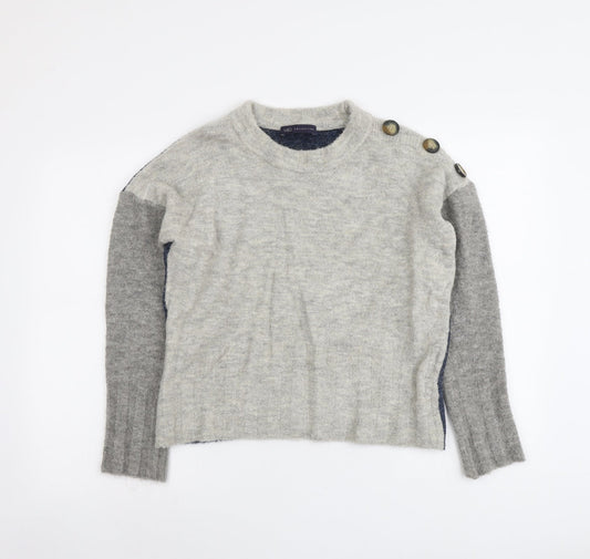 Marks and Spencer Womens Grey Round Neck Acrylic Pullover Jumper Size M