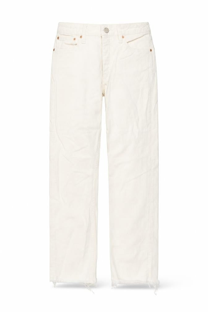 Reiko Womens Ivory Cotton Straight Jeans Size 25 in L25 in Regular Button