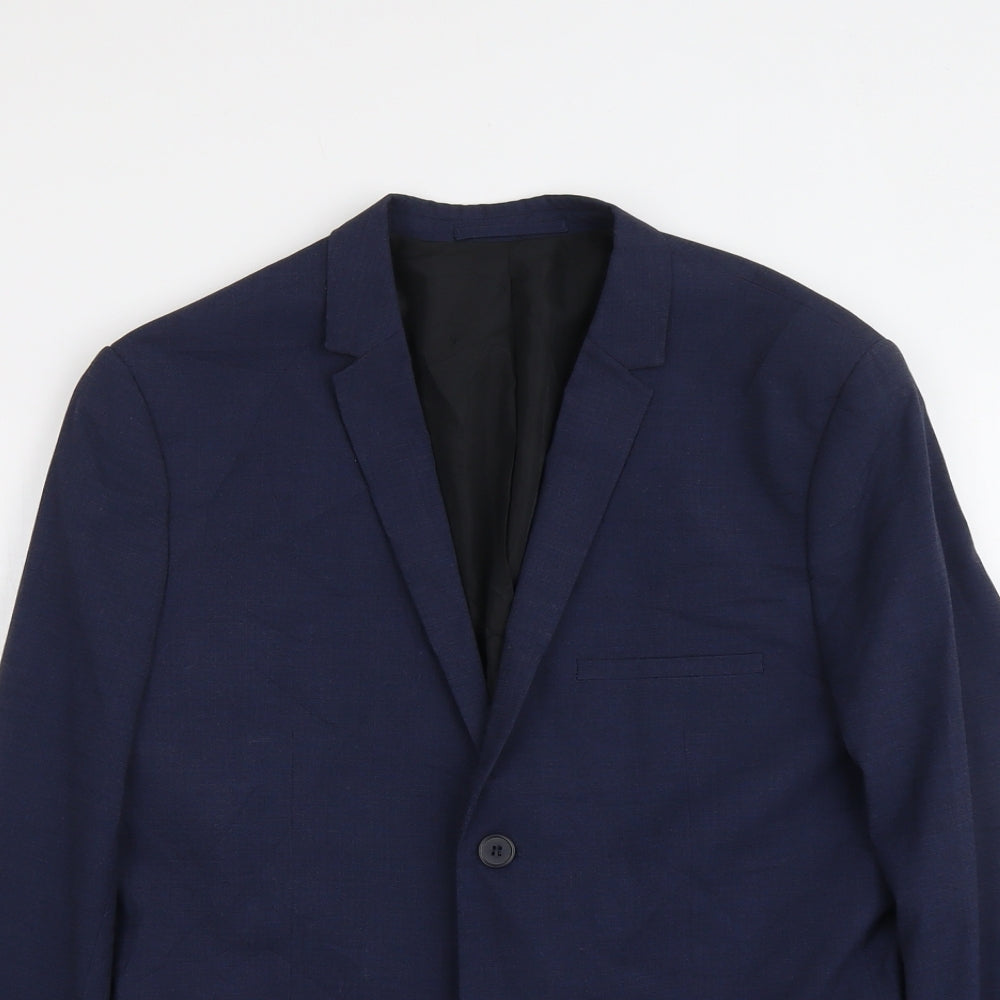 H&M Mens Blue Polyester Jacket Suit Jacket Size M Regular