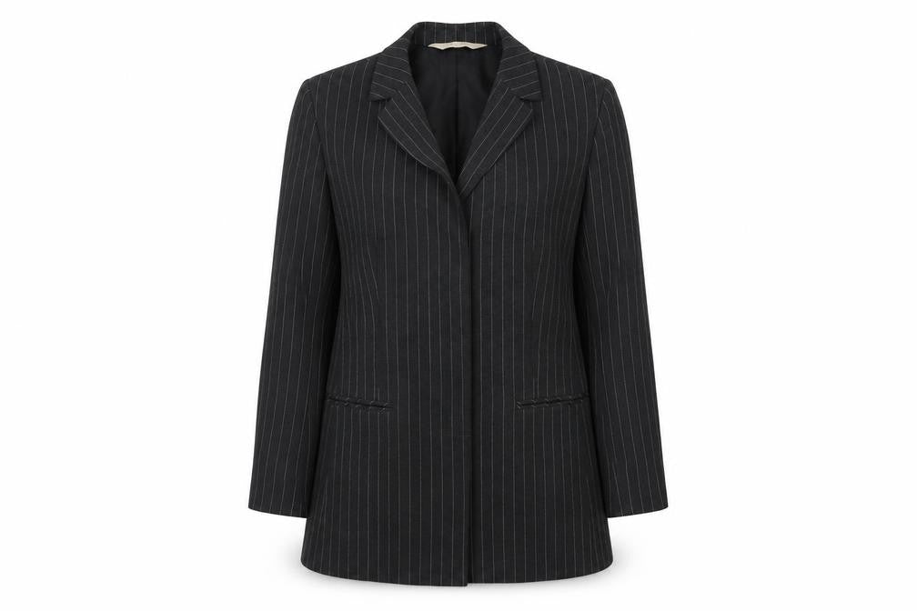 Woolworths Womens Grey Pinstripe Viscose Jacket Suit Jacket Size 8